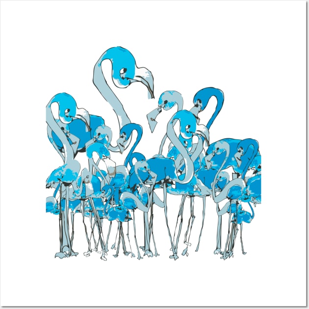 Blue Flamingos Wall Art by IanSklarsky